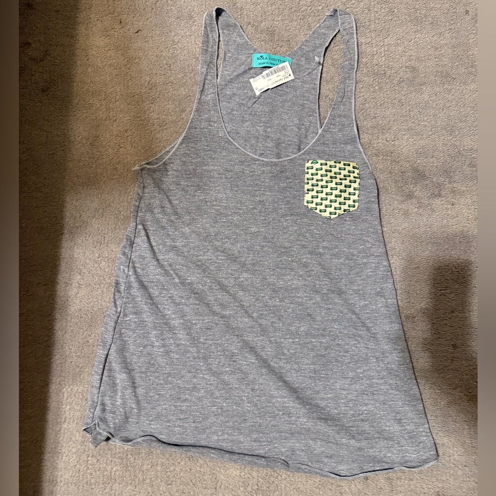 NOLA Couture Gray Tank Top Streetcar Pocket New With Tags Women’s Medium